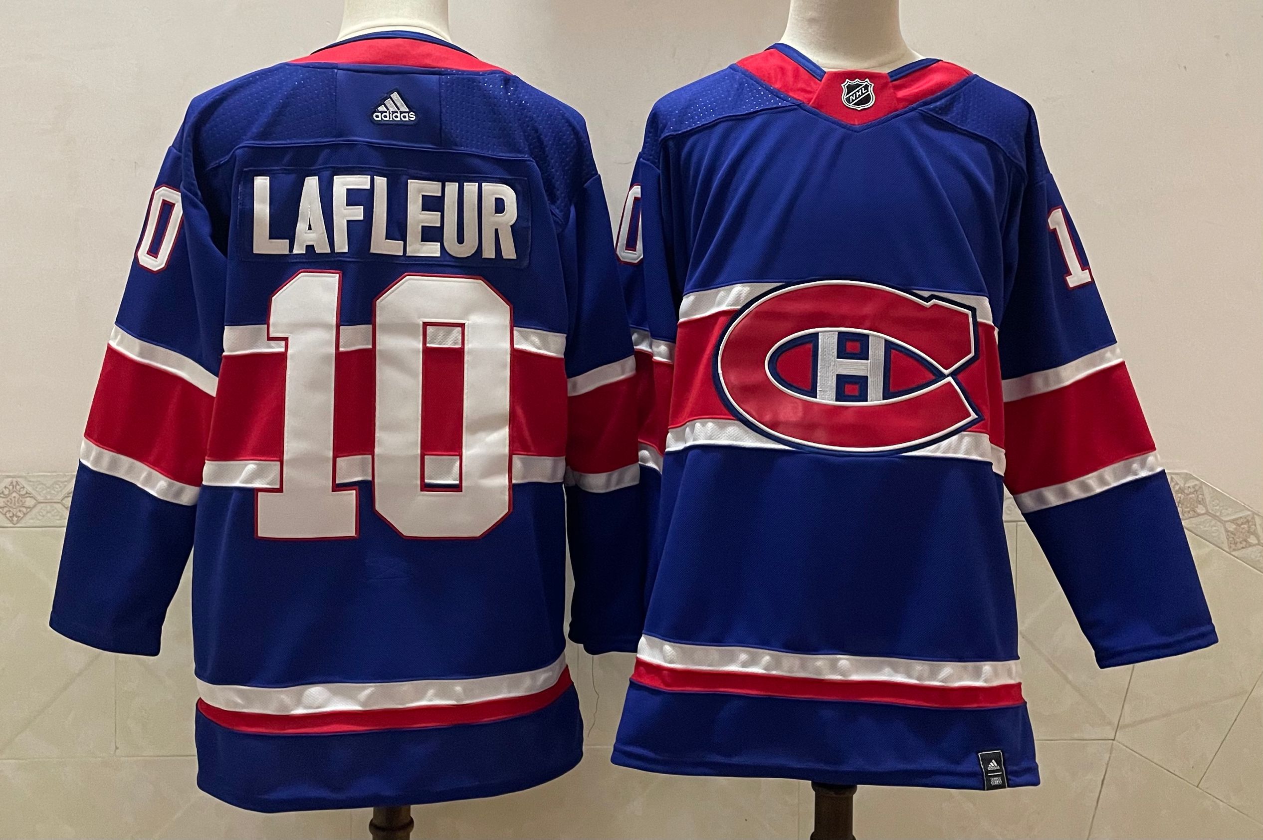 Cheap Men Montreal Canadiens 10 Lafleur Blue Throwback Authentic Stitched 2020 Adidias NHL Jersey